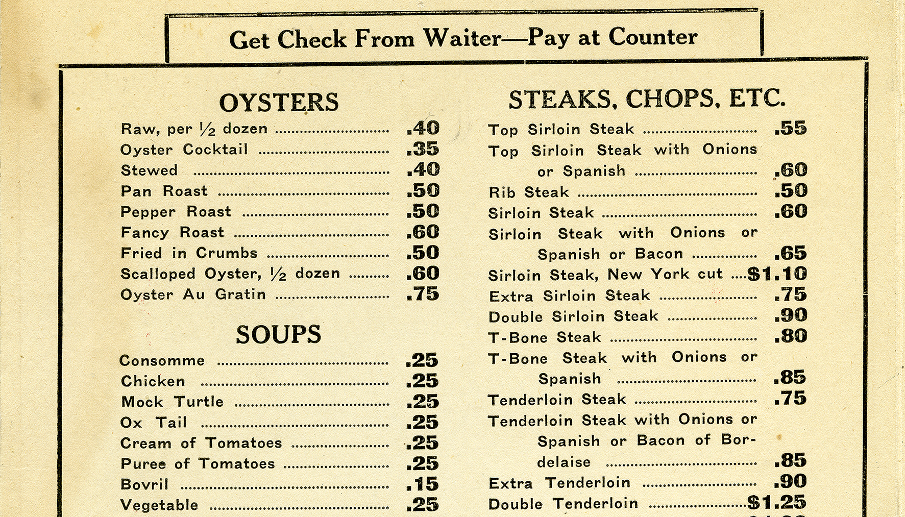 Rex Café menu, 191-?