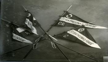 Red Deer Archives, P2306; Pennants of the Commanding Officer and Squadrons A, B and C of Lord Strathcona's Horse, ca. 1900