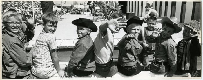 Red Deer Archives, P3784; Young boys at the Westerner Exhibition Fair, 1967; Red Deer Advocate Library fonds