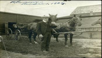 Red Deer Archives, P455; Dr. Richard Parsons with horse and buggy, 1903