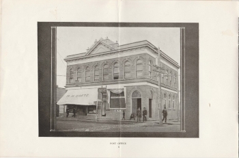 Black and white photo of the old post office in the H.H. Gaetz building