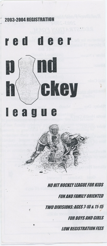 Flyer advertising the Red Deer Pond Hockey League
