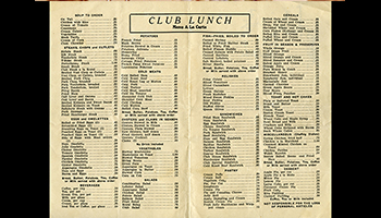 Black text on a yellow background for a restaurant in the 1930s