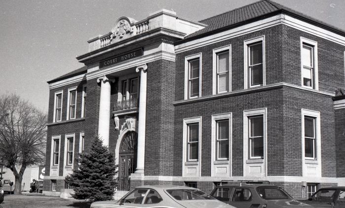 Black and white photo of the old Red Deer court house