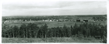 Black and white panoramic of the A-20 Royal Canadian Army Service Corps