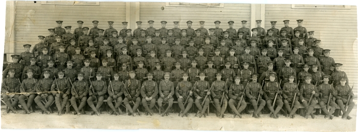 Black and white photo of the 187th Battalion CMR