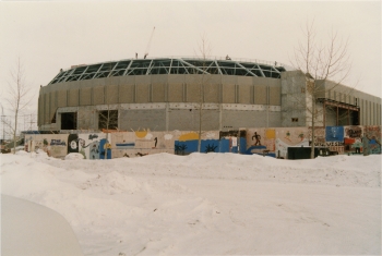 Coloured photo of the Centrium Arena under construction on the Westerner grounds