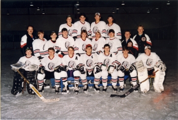 Coloured team photo of the 1990-1991 Industrial Metal Steel Kings Red Deer Minor Hockey team
