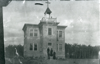 Black and white photo of the front of the St. Mary’s Apostolic College