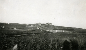 Black and white photo of St. Joseph Convent along with other nearby buildings in North Red Deer