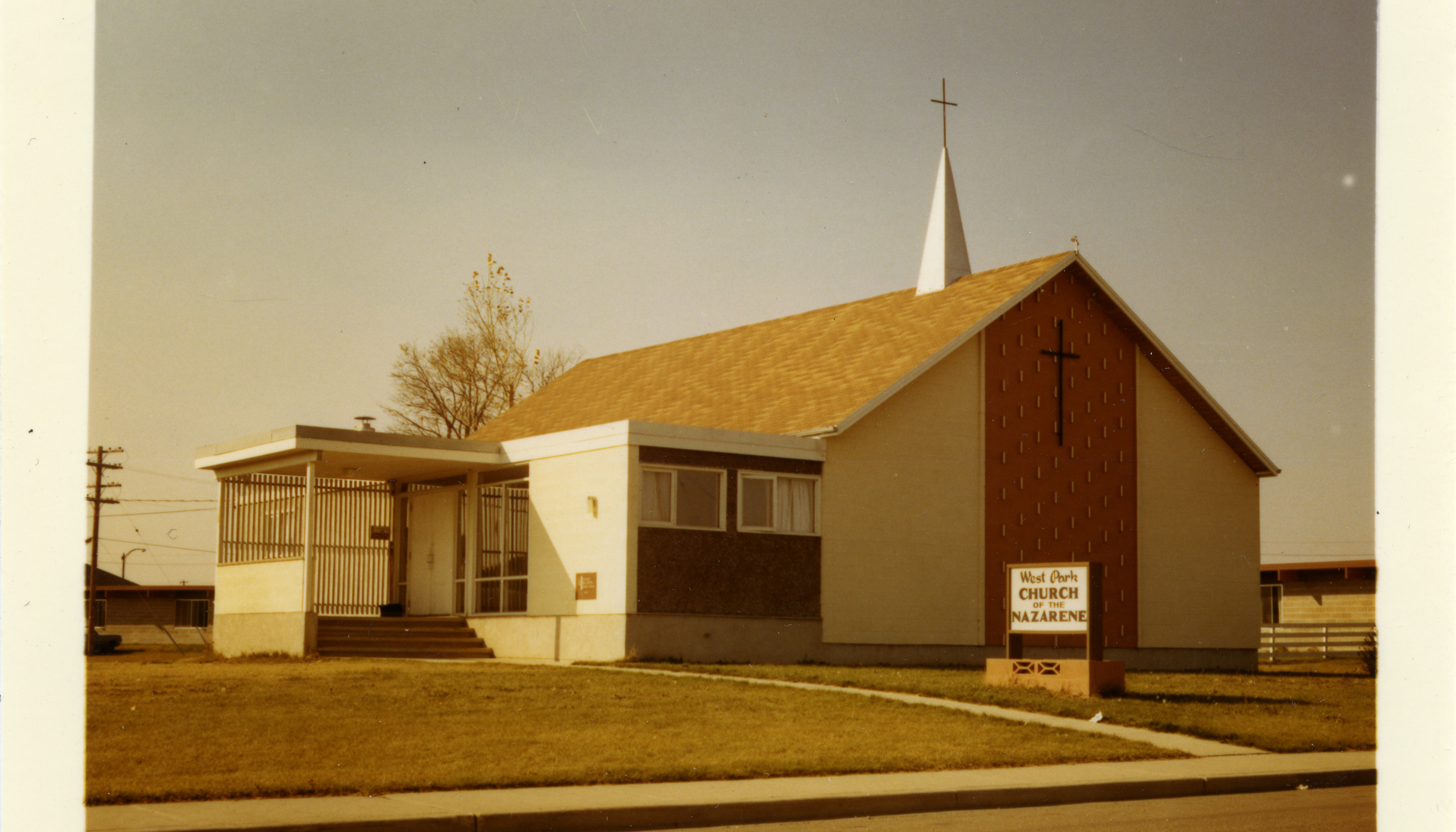 Coloured photo of the exterior of the West Park Church of the Nazarene in Red Deer