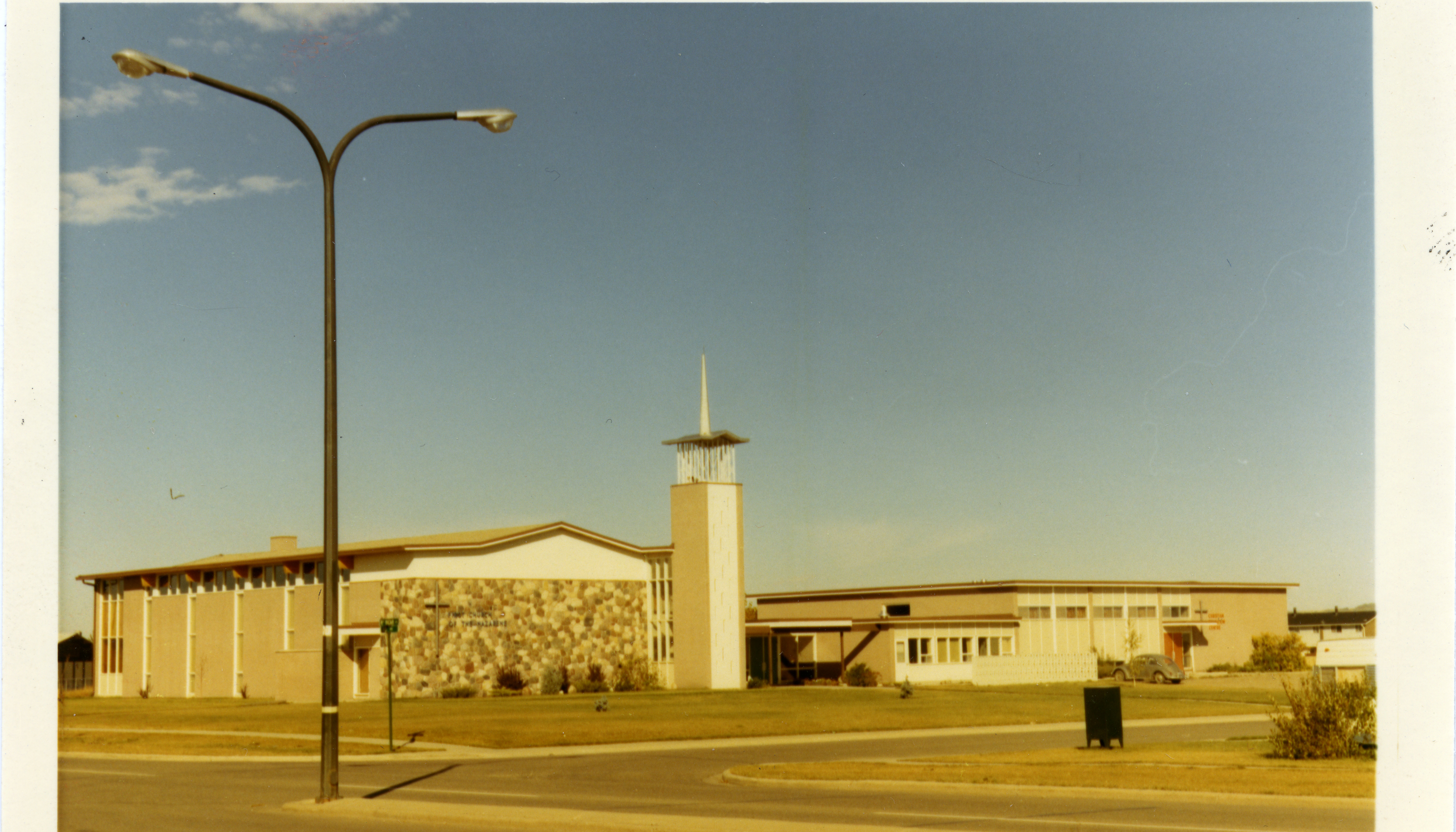 Coloured photo of the exterior of the First Church of the Nazarene in Red Deer