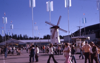 Coloured photo of the fair grounds during the Red Deer Exhibition