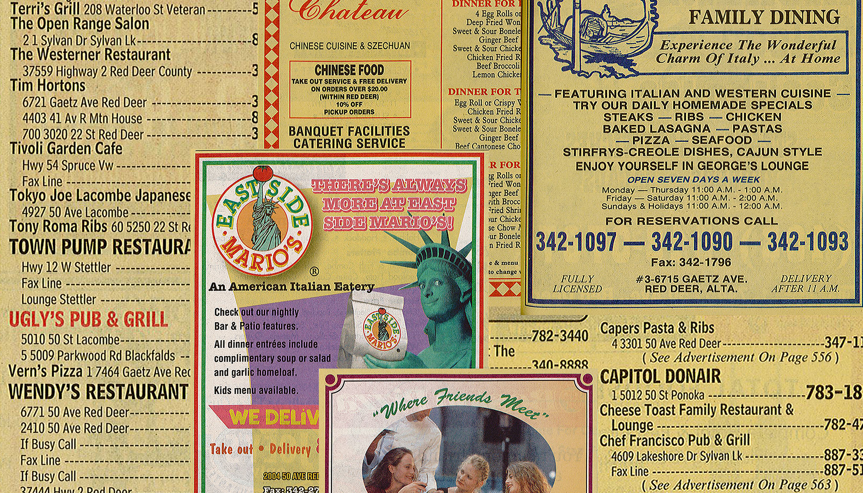 Restaurant advertisements from the 2003-2004 Red Deer Yellow Pages telephone book