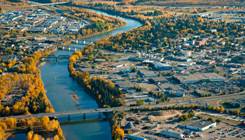 Red Deer River aerial view