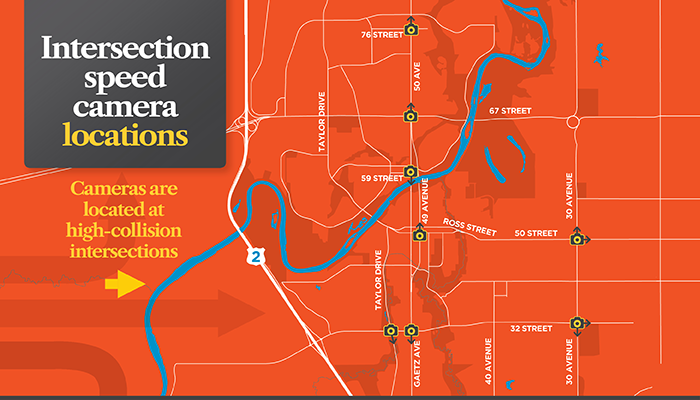 graphic showing where Intersection Speed Cameras are located
